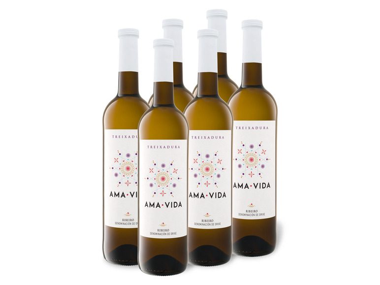 Gehe zu Vollbildansicht: 6 x 0,75-l-Flasche Weinpaket Ama Vida Treixadura Ribeiro DO trocken, Weißwein - Bild 1