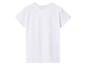Weißes T-Shirt mit kurzen Ärmeln und Rundhalsausschnitt.