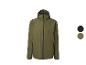 Grüne wasserdichte Jacke mit Kapuze und schwarzen Reißverschlüssen, mit zwei Farboptionen.
