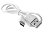 Weißes USB-Kabel mit USB-A- und USB-C-Anschlüssen.