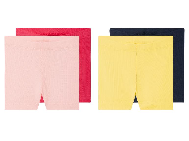 Zweierpack Kinderleggings, rosa und hellgelb.