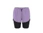 Lila und schwarze, mehrlagige Sportshorts mit Kordelzug