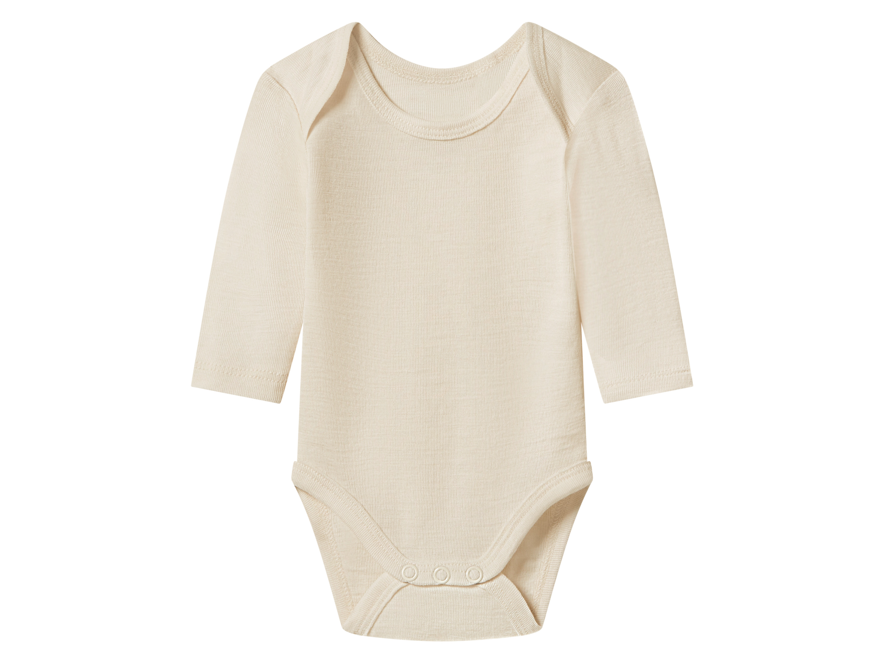 Thumbnail - lupilu® Baby Body langarm Wolle/Seide (Beige, 62/68)