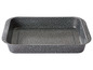 Eine rechteckige Backform mit Granit-Oberfläche.