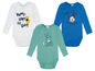 Drei Baby-Bodys mit Mickey Mouse, Winnie Puuh und Bambi.