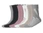 Set aus unifarbenen und gestreiften Damensocken in Grau, Schwarz, Rosa, Weiß und Beige.