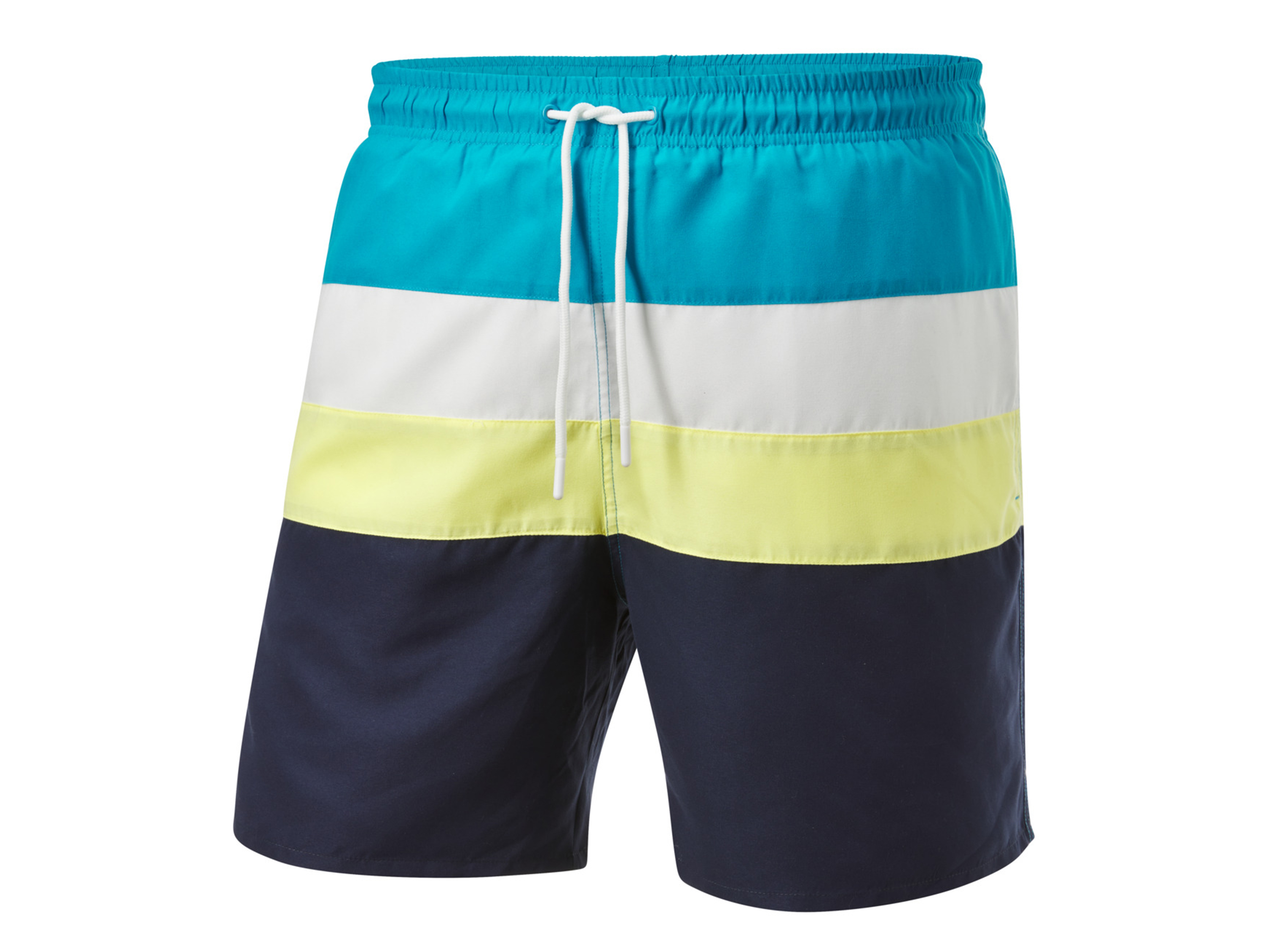 CRIVIT Herren Badeshorts (blau/gelb/weiß, 10/4XL)““ | navy: mit praktischer Schlüsseltasche im Bund Streifen/blau: mit modischer Seersucker-Struktur Produktmerkmale tabletd Farbe: blau/weiß/gelb