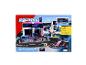 Spielset mit Rennwagen und Garage, mit der Aufschrift „Motorsport“.