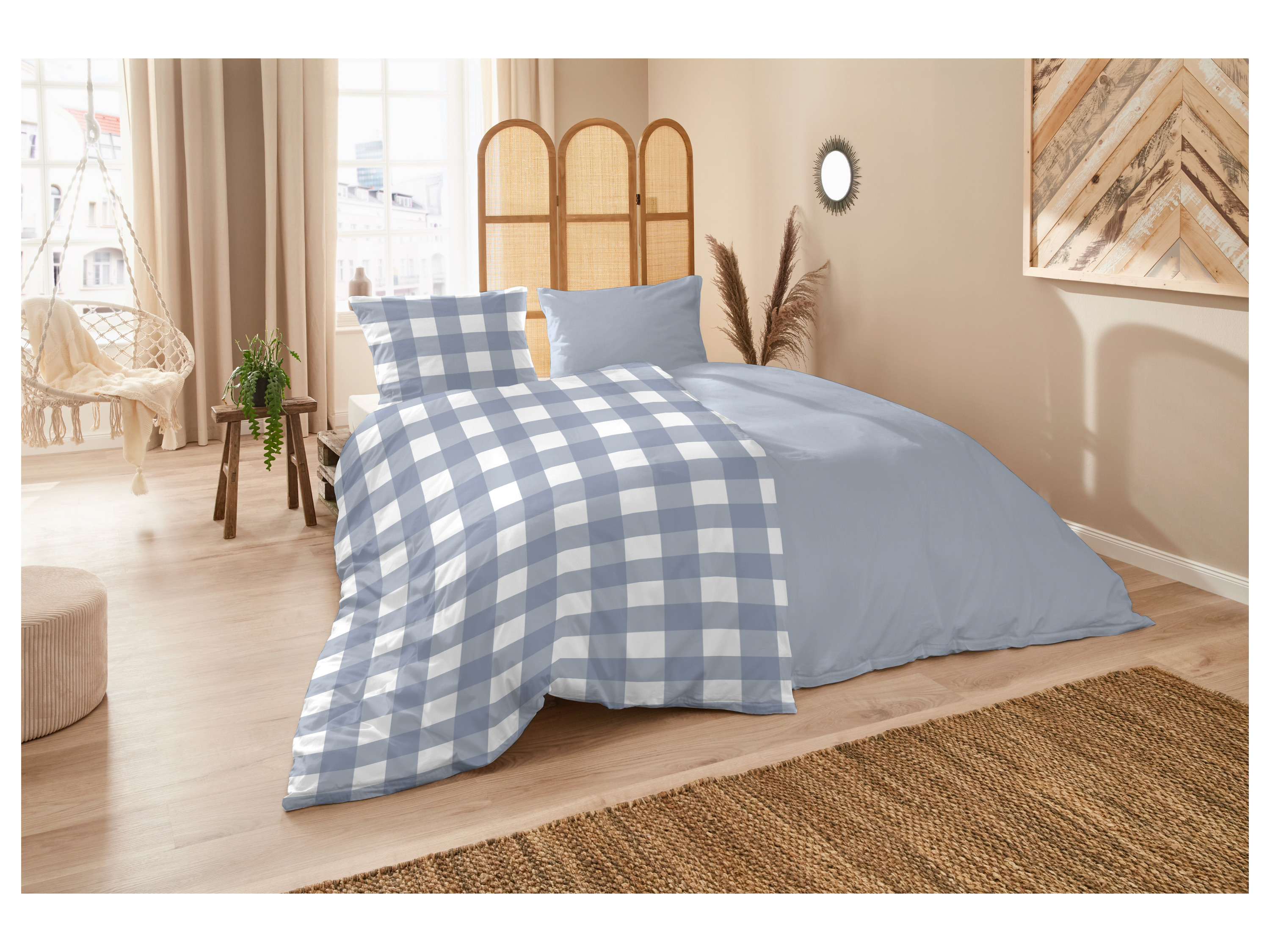 Thumbnail - Westminster Perkal Bettwäsche (Karo blau, 135 X 200 CM)