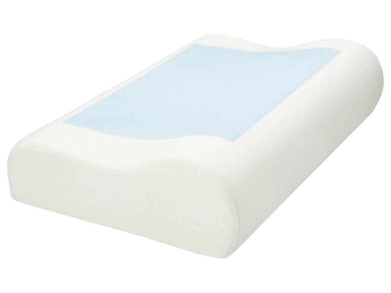 Weißes Memory-Schaum-Kissen mit blauer kühlender Gelschicht für angenehmen Schlaf