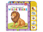 Ein Soundbuch für Babys mit wilden Tieren wie einem Löwen, Elefanten, Affen und Schlange.