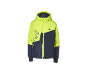 Gelb-blaue Kinder-Winterjacke mit Kapuze und Reißverschluss