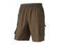 Khakifarbene Cargo-Shorts mit elastischem Bund und Seitentaschen.
