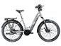 Graues City-E-Bike mit Gepäckträger und Kenda-Reifen.