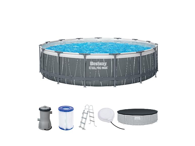 Bestway Steel Pro Max Pool, Filter, Leiter und Abdeckung.