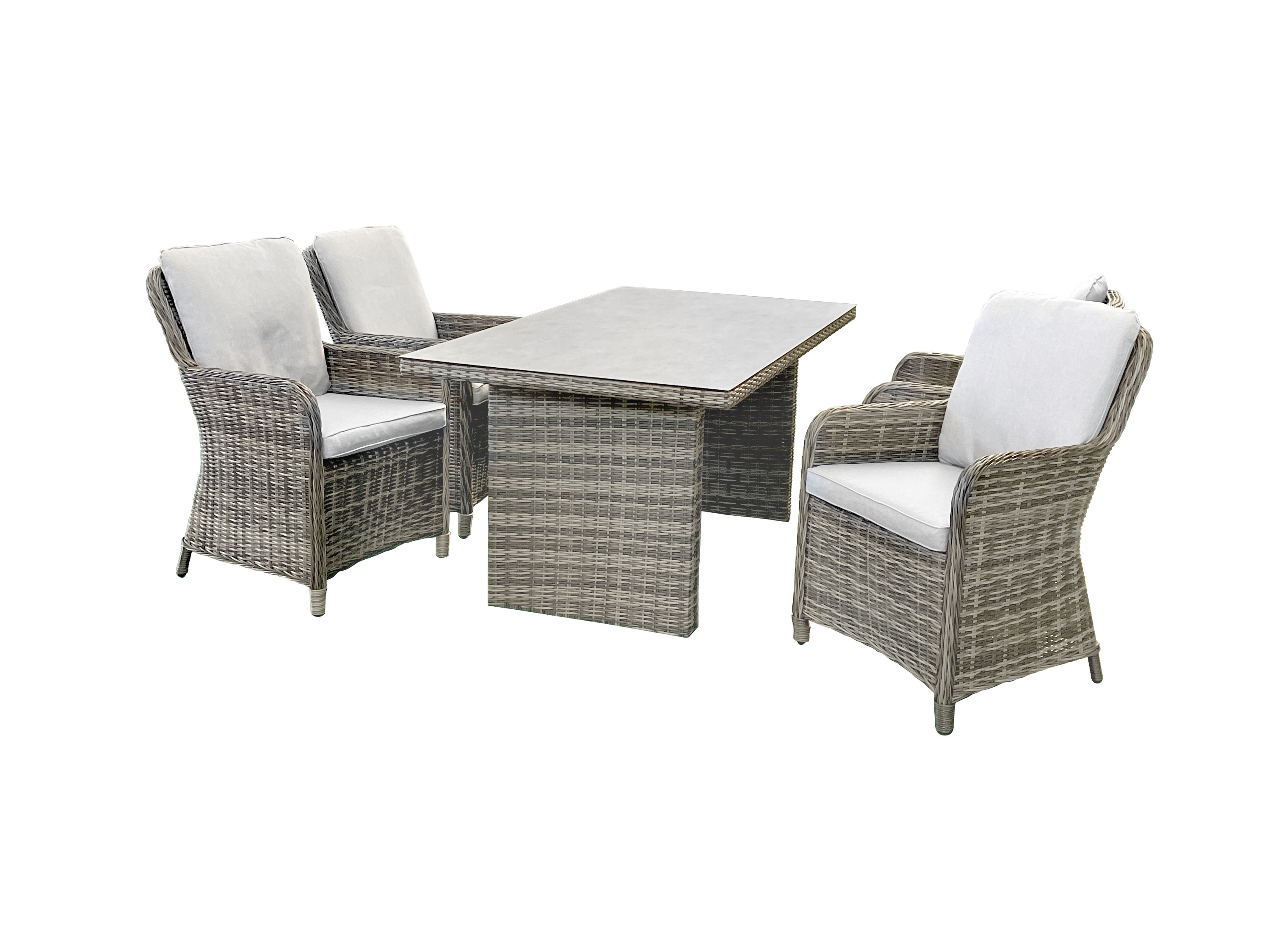 bellavista – Home & Garden® Dining-Set Ria (Tisch mit 4 Sesseln, 160 x 90 cm)““ | Montagematerial, Anleitung 4x Sessel, 1x Tisch, inkl. Sitz- und Rückenkissen