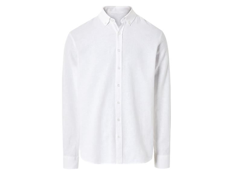 Weißes Langarmhemd, klassischer Stil.