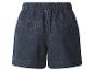 Dunkle Jeans-Shorts mit elastischem Bund und Gesäßtaschen