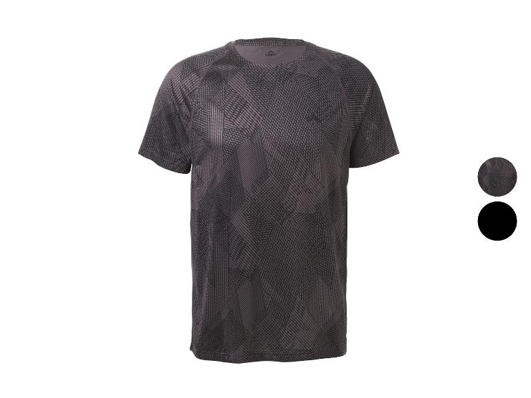 Kurzärmeliges Sport-T-Shirt mit geometrischem Muster und zwei Farbmustern.