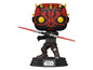 Eine Star Wars Pop! Figur von Darth Maul mit einem Lichtschwert.