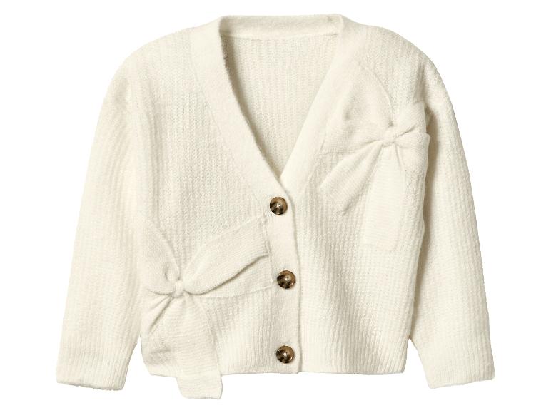 Cremefarbener Cardigan mit braunen Knöpfen und Schleifendetails