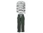 Kinder-Pyjama-Set mit gestreiftem Langarmshirt und grüner langer Hose.