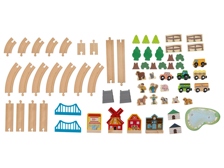 Gehe zu Vollbildansicht: Playtive Holz-Eisenbahn-Sets, 57-teilig, Echtholz - Bild 17
