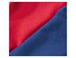 Roter und blauer Fleece-Stoff.