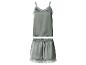 Grünes Satin-Pyjama-Set mit Camisole und Shorts, mit Spitzenbesatz.