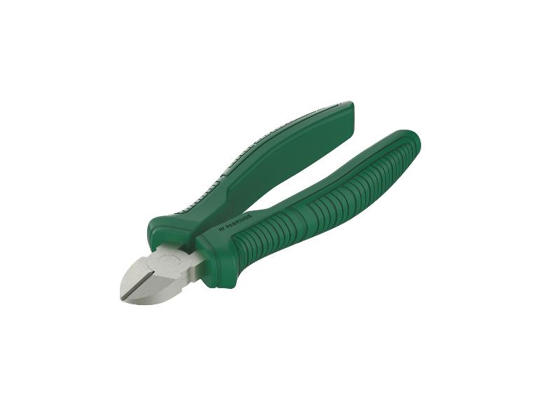 Eine grüne Diagonalzange mit ergonomischen Griffen.