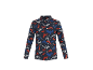 Kinder-Langarmshirt mit Berg- und Fuchsmuster.