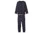 Dunkelblauer Mädchen-Pyjama mit Blumenmuster.