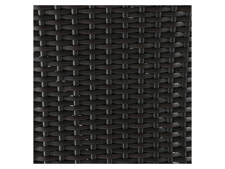 Nahaufnahme einer dunkelbraunen Rattan-Textur, ideal für Gartenmöbel.