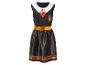 Schwarzes Gryffindor-Kleid mit weißem Kragen, goldenem Gürtel und gestreiftem Saum