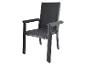 Dunkelgrauer Gartenstuhl mit Armlehnen und Textilnetz