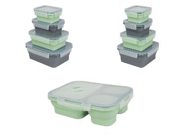 SILVERCREST® Faltbare Frischhaltedosen / Lunchbox, aus hitzebeständigem Silikon
