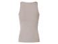Beiges geripptes ärmelloses Top, Rückansicht.
