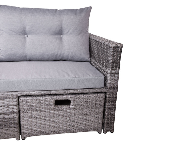 Gehe zu Vollbildansicht: Garden Pleasure Lounge-Sofa »MALTA«, mit zwei einschiebbaren Hockern, grau - Bild 6