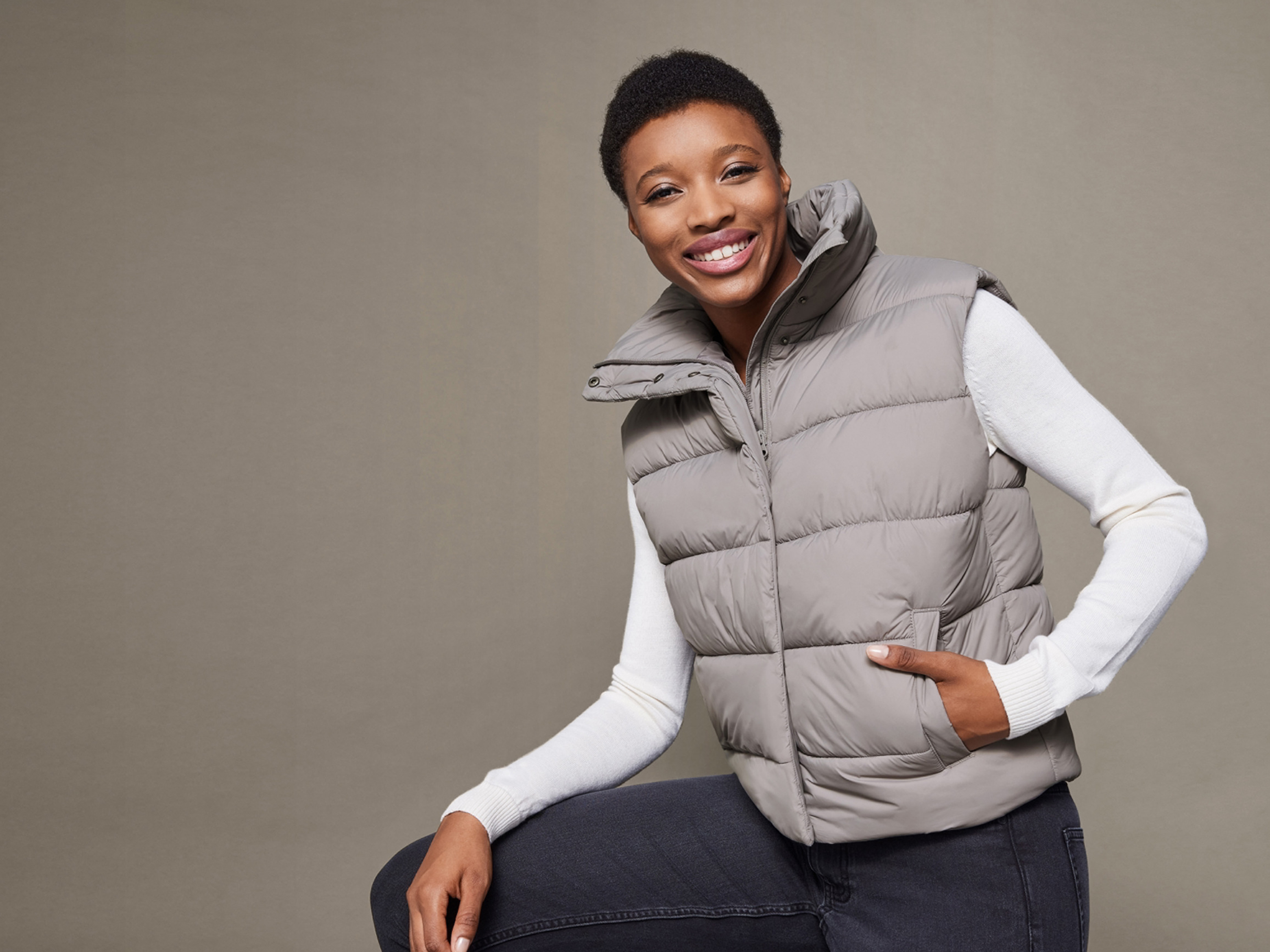 ESMARA® Damen Weste wattiert (Taupe, XL(48/50)) – Bild 2 von 3