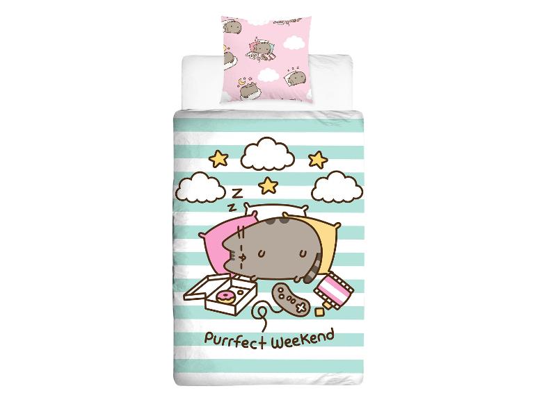 Pusheen Bettwäsche: Bettbezug und Kissenbezug, entspanntes Wochenende-Motiv.