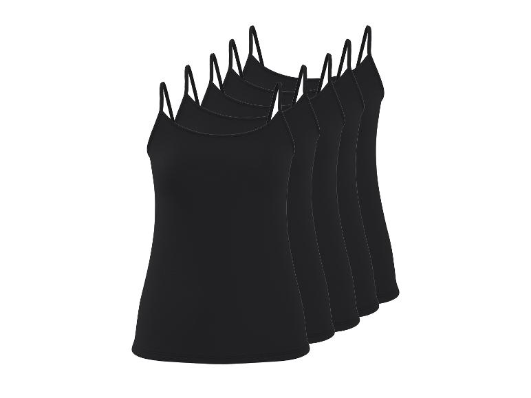 Fünferpack schwarze Damen-Spaghettiträger-Tops