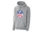 Ein grauer NFL-Hoodie mit einem NFL-Logo auf der Vorderseite.