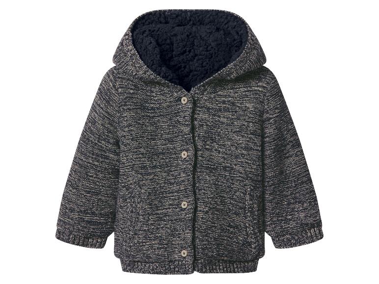 Kinderstrickjacke mit gefütterter Kapuze und Knöpfen