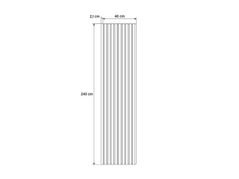 Geriffeltes Wandpaneel mit den Maßen 240 cm x 40 cm und einer Dicke von 2,1 cm.