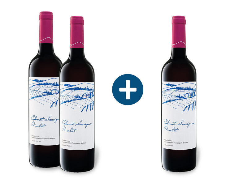2+1 Paket Cabernet Merlot Peloponnes PGE trocken, Rotwein