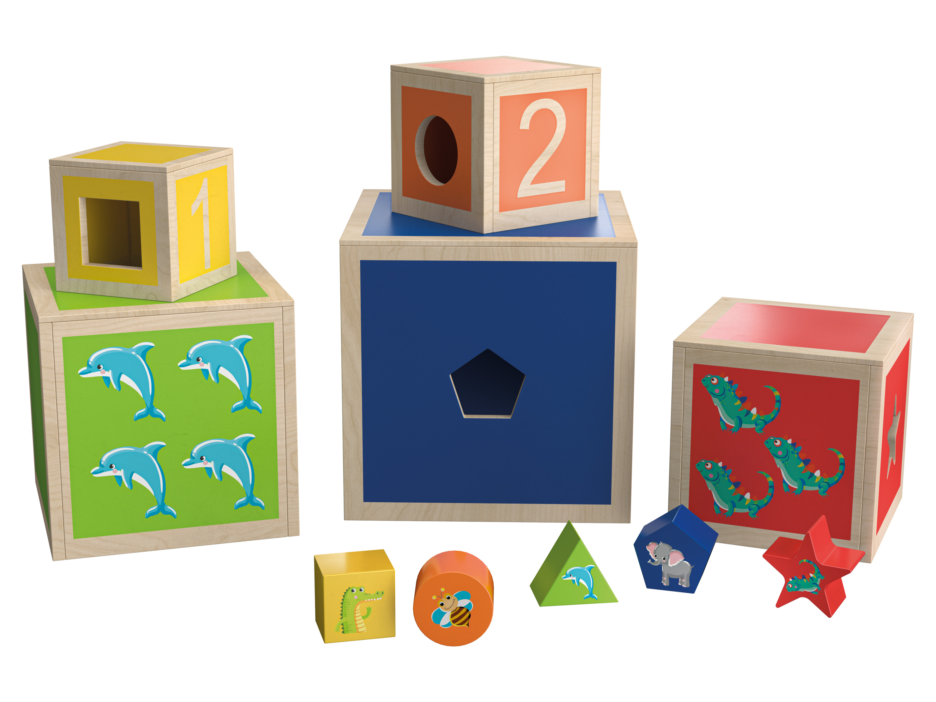 Thumbnail - Playtive Holz Motorikspielzeug (Holz Stapelwürfel)