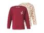 Set aus 2 Kinder-Langarmshirts: ein bordeauxrotes mit Blumen und ein cremefarbenes mit Blumenmuster.