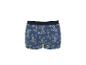 Herren-Boxershorts mit Ananas- und Palmenmuster auf marineblauem Hintergrund.