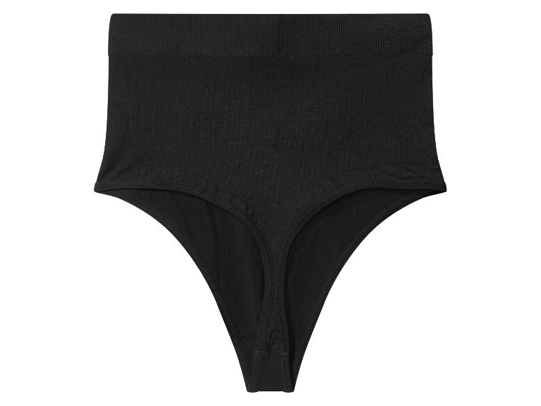 Schwarzer hochgeschnittener Rippen-Tanga