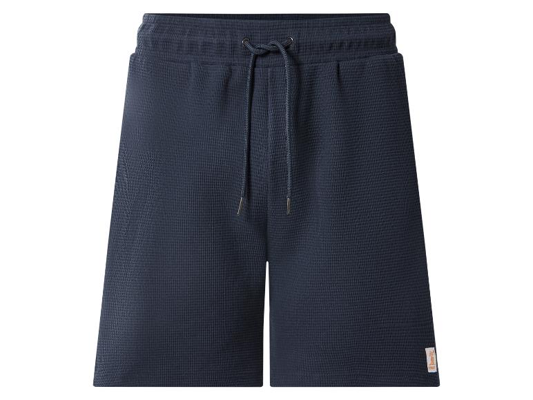 Marineblaue Waffel-Pyjamashorts mit verstellbarem Kordelzug